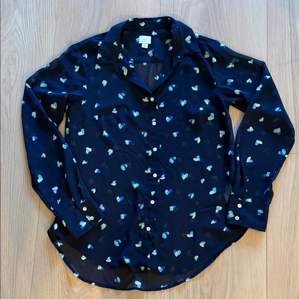 Navy Heart Print blouse